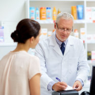 pharmacist assessing the young woman