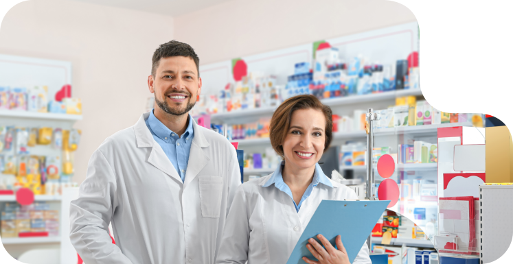 two pharmacist smiling