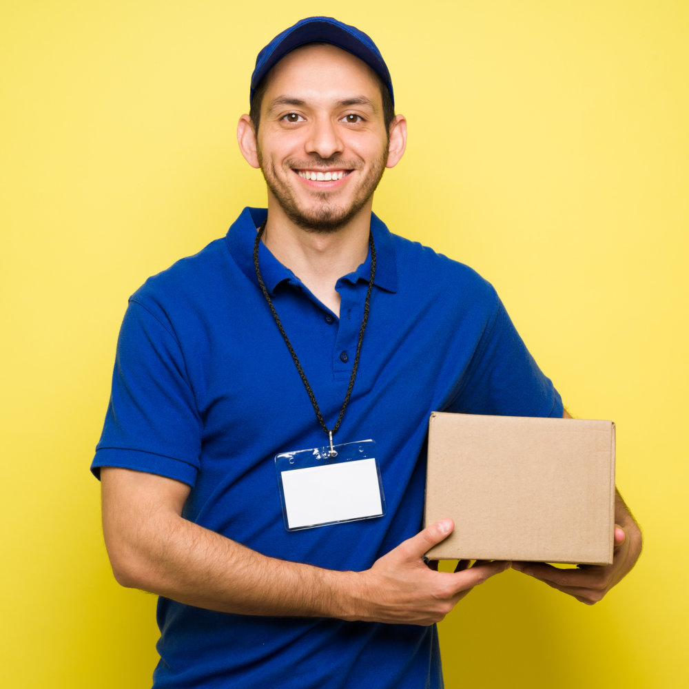 delivery man smiling